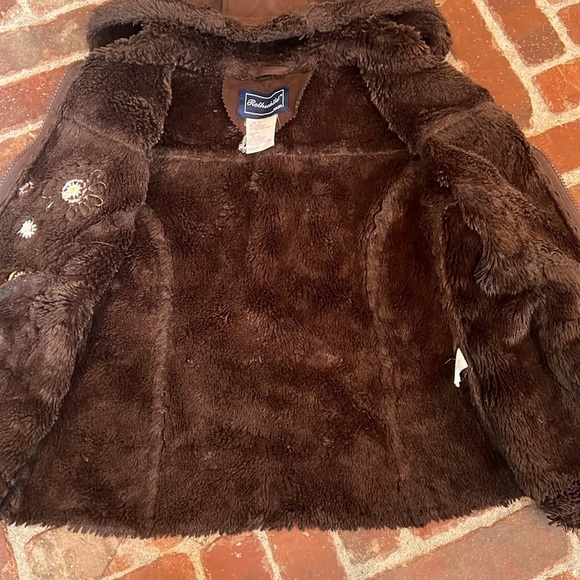 Rothschild Brown Penny Lane Embroidered Faux Suede Girls Jacket - Picture 3 of 5